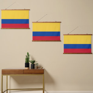 Kolumbien-Flagge Wandteppich Mit Holzrahmen