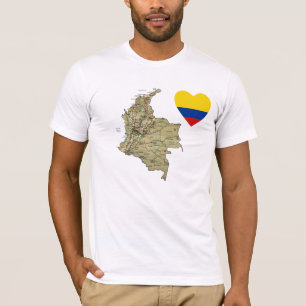 Kolumbien-Flaggen-Herz und Karten-T - Shirt