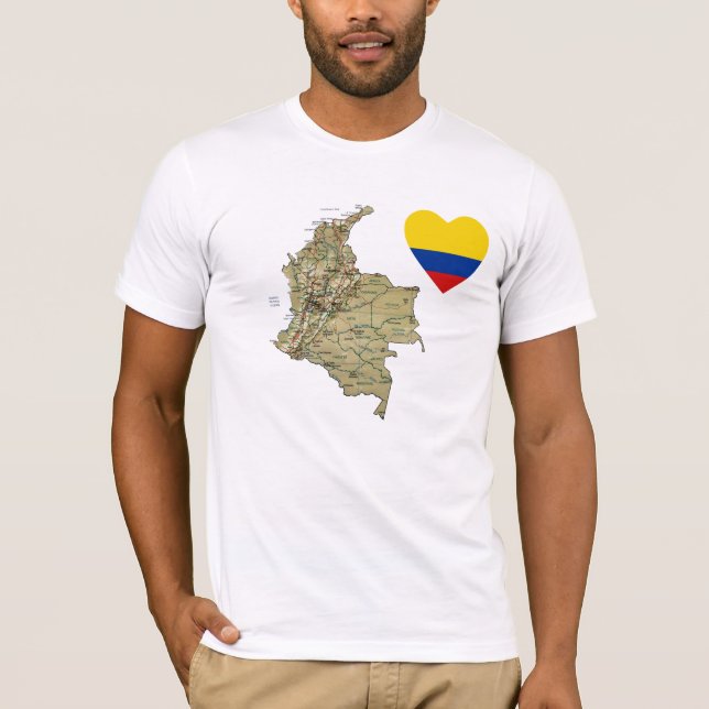 Kolumbien-Flaggen-Herz und Karten-T - Shirt (Vorderseite)