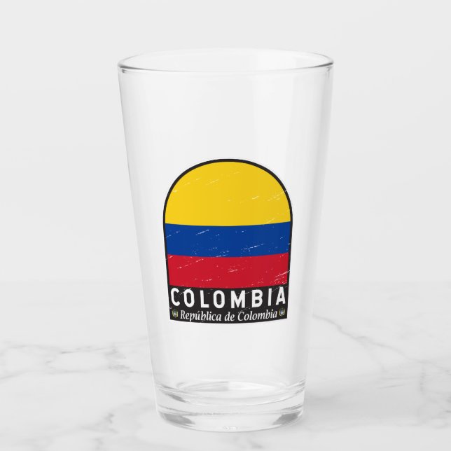 Kolumbien-FlaggenEmblem gestört Vintag Glas (Vorderseite)