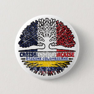 Kolumbien Französisch-Französisch-Tree-Roots-Flag Button