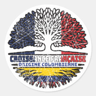 Kolumbien Französisch-Französisch-Tree-Roots-Flag Runder Aufkleber