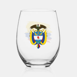 Kolumbien Glas, Emblem, Kolumbianische Flagge Weinglas Ohne Stiel
