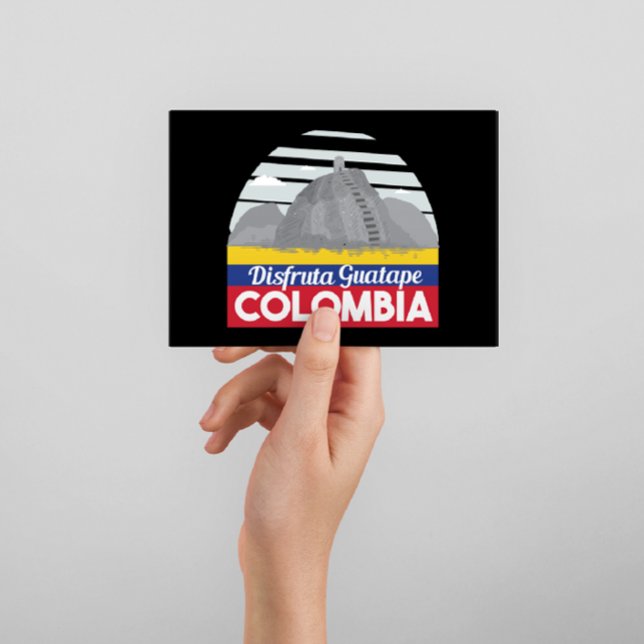 Kolumbien Guatape Vintage Travel Postkarte (Colombia Guatape Flag Postcard)