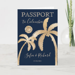 Kolumbien Hochzeit in Urlaubsort Passport QR Code Einladung