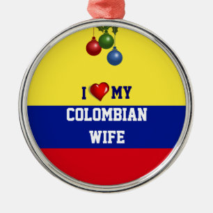 Kolumbien: Ich Liebe meine kolumbianische Ehefrau Silbernes Ornament