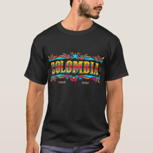Kolumbien im bunten T - Shirt der Blockschrift