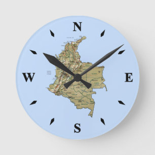 Kolumbien-Kartenuhr Runde Wanduhr