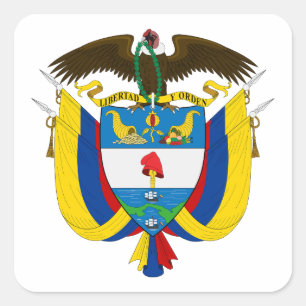 Kolumbien Landeswappen Symbol Emblem Flagge Quadratischer Aufkleber