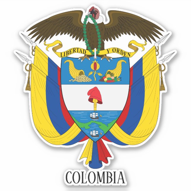 Kolumbien National Coat of Arms Patriotic Aufkleber (Vorderseite)