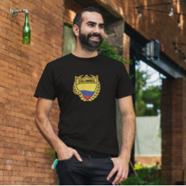 Kolumbien National Flag Gold Wappen Abzeichen T-Shirt