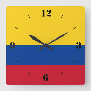 Kolumbien National Flag Patriotic Quadratische Wanduhr