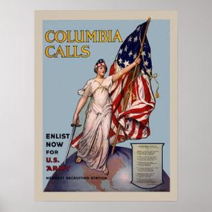 Kolumbien nennt Vintage Einberufung der Armee-WW1 Poster
