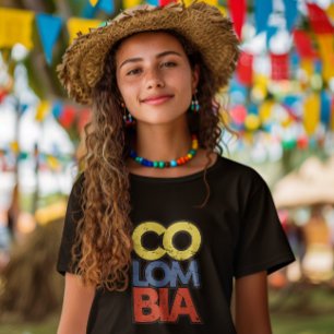 Kolumbien Rustikale Flagge T-Shirt