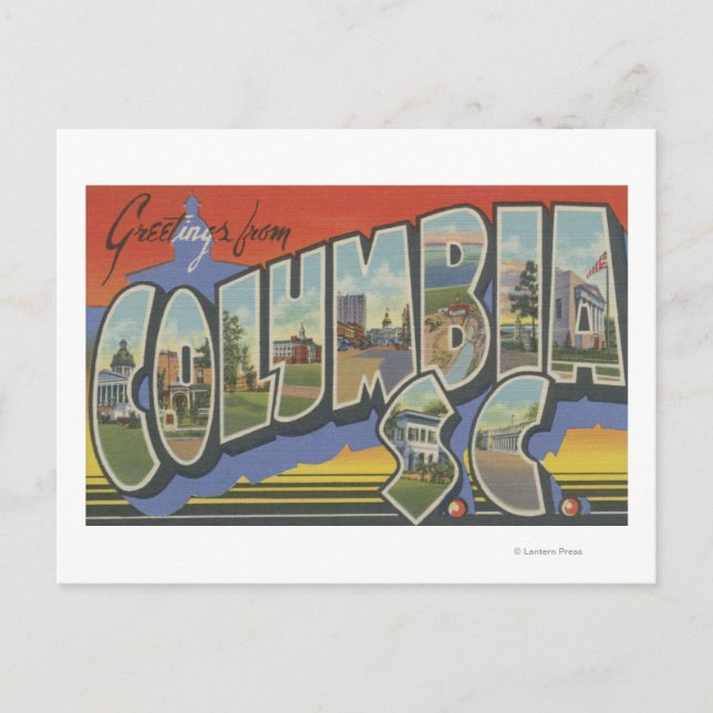 Kolumbien, South Carolina - Große Briefmarkenszene Postkarte (Vorderseite)