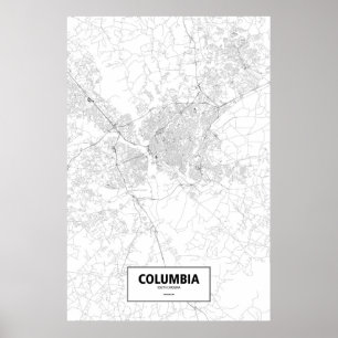Kolumbien, South Carolina (Schwarzes auf Weiß) Poster