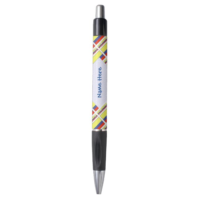 Kolumbien und Kolumbien Flag Tiled Blue Personaliz Kugelschreiber (Vorderseite Vertikal)