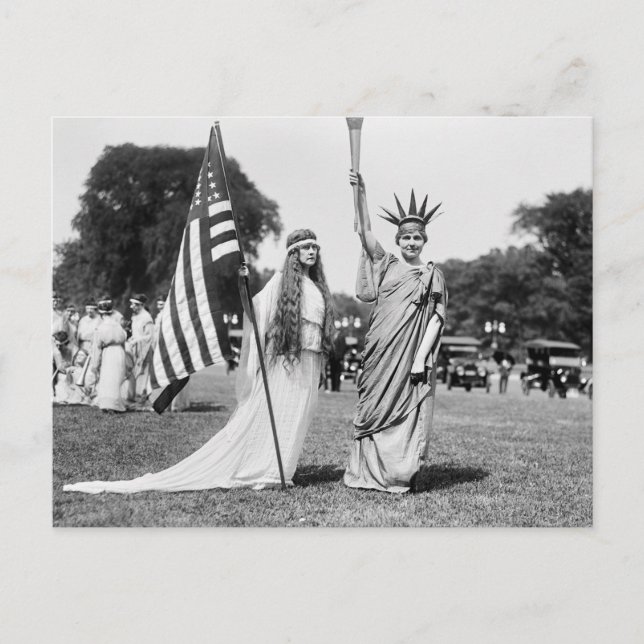 Kolumbien und Lady Liberty, 1919 Postkarte (Vorderseite)