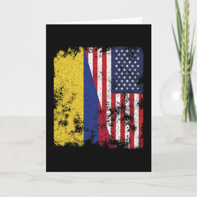 Kolumbien - USA-Flagge - Halbamerikaner Karte (Vorderseite)