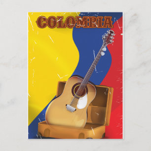 Kolumbien Vintage-Urlaub-Gitarrenposter Postkarte