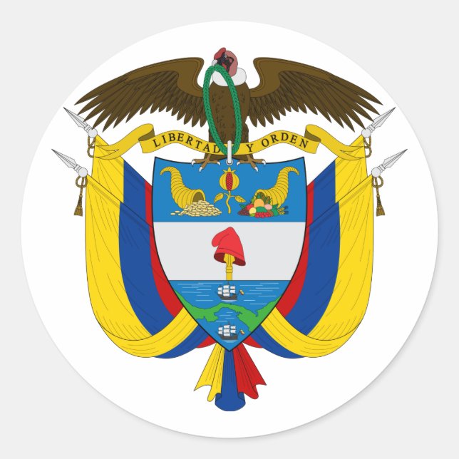 Kolumbien-Wappen-Aufkleber Runder Aufkleber (Vorderseite)