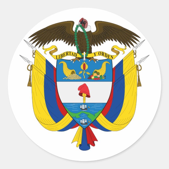 Kolumbien-Wappen Runder Aufkleber (Vorderseite)
