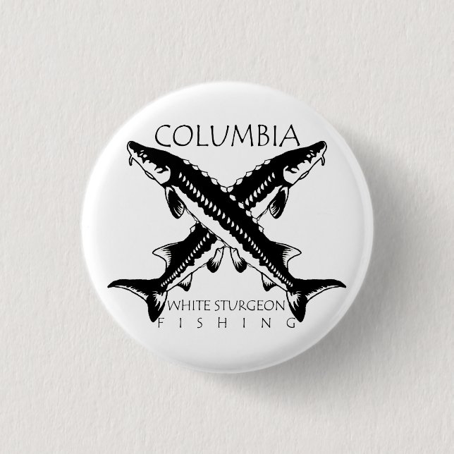 Kolumbien-Weißer Stör-Fischen-Miniknopf Button (Vorderseite)