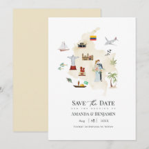 Kolumbien Zielort Hochzeitskarte