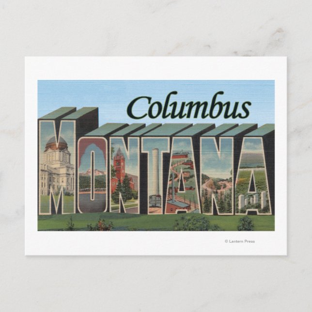 Kolumbus, Montana - Große Buchstabenszenen Postkarte (Vorderseite)