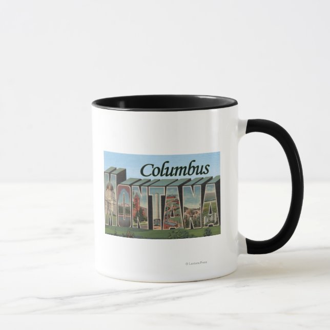 Kolumbus, Montana - Große Buchstabenszenen Tasse (Rechts)