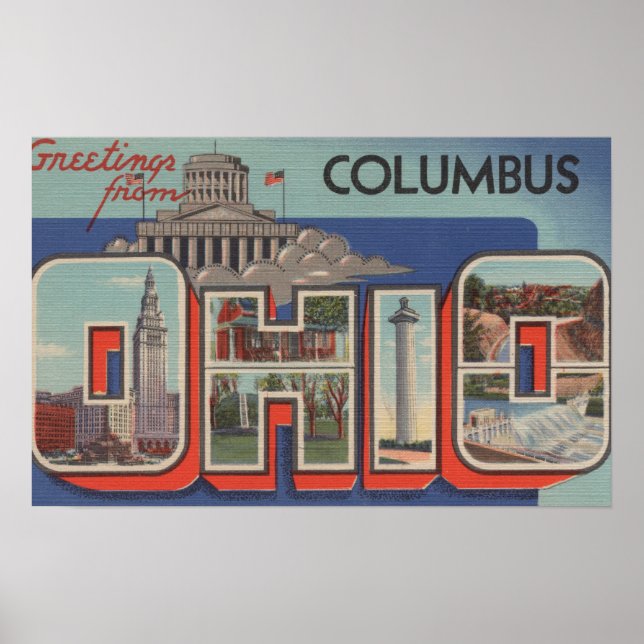 Kolumbus, Ohio - Große Buchstabenszenen Poster (Vorne)