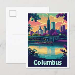 Kolumbus Ohio Vintage Reise Illustration Postkarte