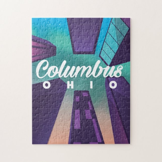 Kolumbus Ohio Wolkenkratzer Reiseplakat drucken. (Vertikal)