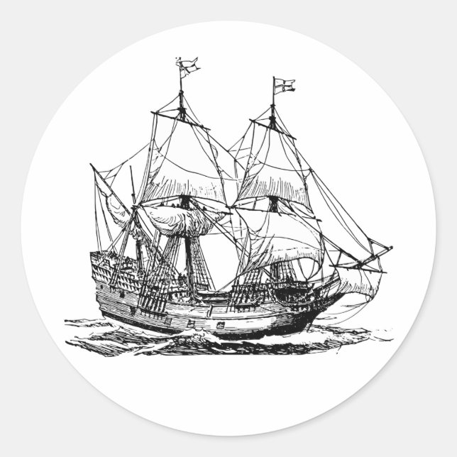 Kolumbus Schiff Runder Aufkleber (Vorderseite)