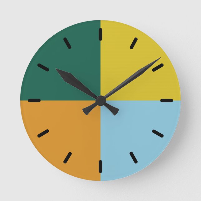 Kombination aus blutgrün-gelber Orange Runde Wanduhr (Vorderseite)