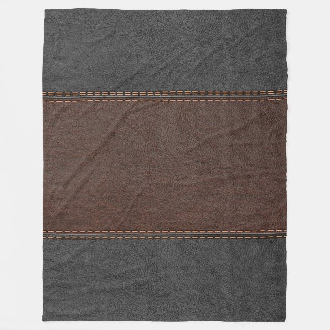Kombination aus braunem und schwarzem Leder Fleecedecke (Vorderseite)