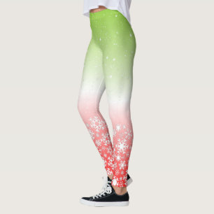 Kombination von tropischen Farben und Schneeflocke Leggings