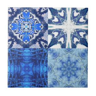 Kombiniertes Set aus weißem Blaumarinebau abstrakt Fliese