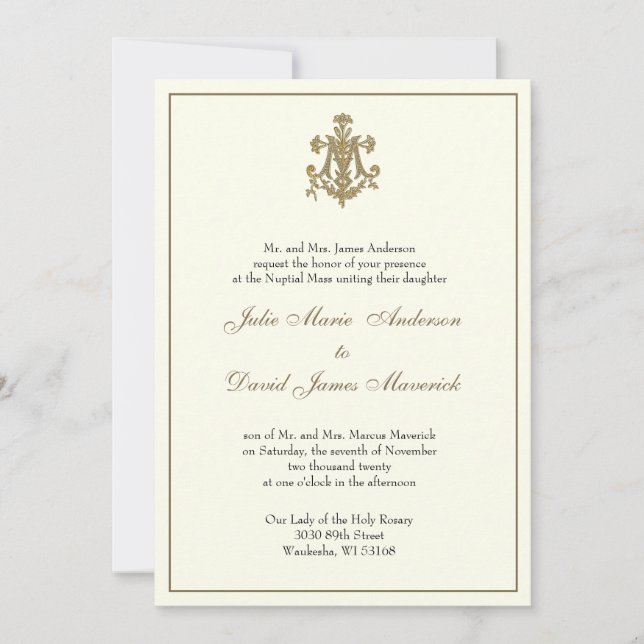 Kombo für katholische Hochzeitsempfehlung Einladung (Vorderseite)