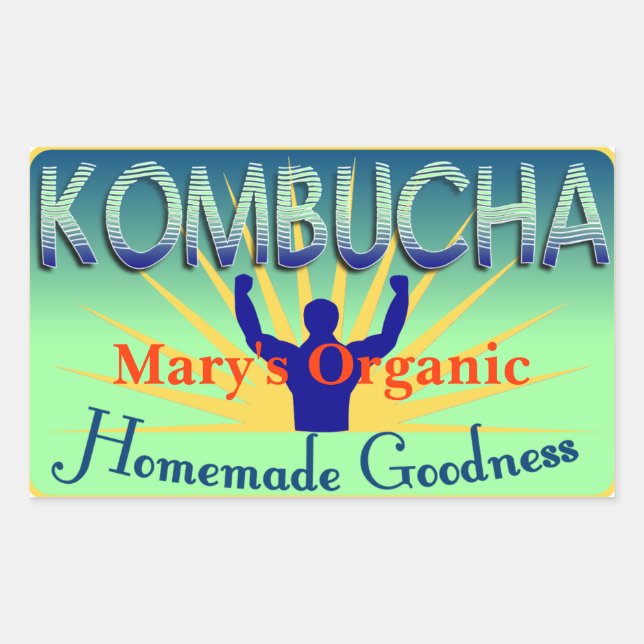 Kombucha Label individualisieren Ihre eigenen Rechteckiger Aufkleber (Vorderseite)
