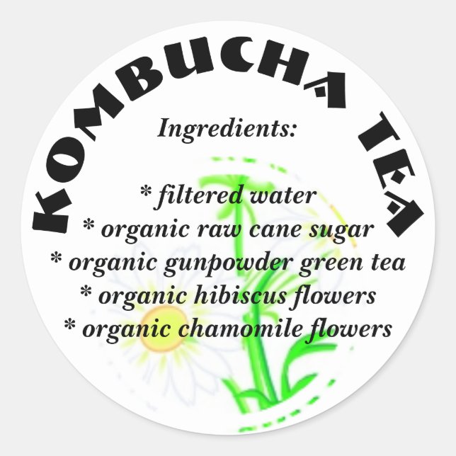 Kombucha Tea - Stickers Liste des ingrédients pers (Devant)