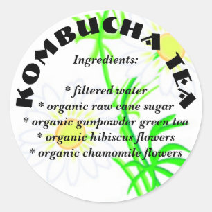 Kombucha Tee - kundenspezifische Bestandteil-runde Runder Aufkleber
