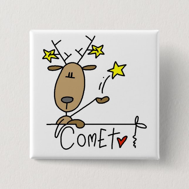 Kometen-Ren-T-Shirts und Geschenke Button (Vorderseite)