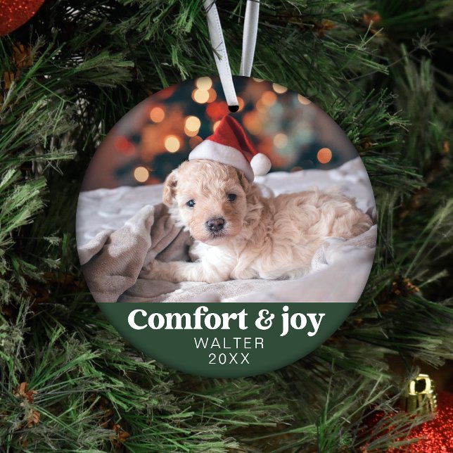 Komfort & Freude Foto und Name Moderne Weihnachten Ornament (Von Creator hochgeladen)