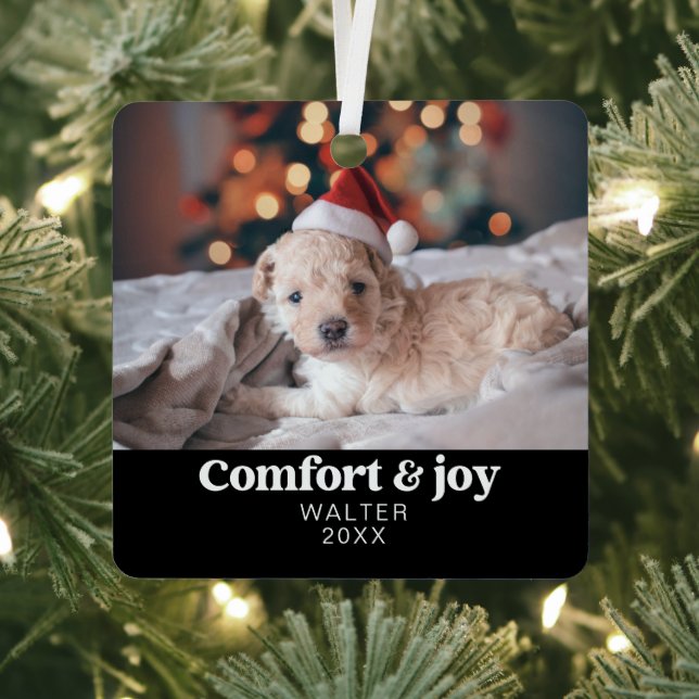 Komfort & Freude Foto und Name Moderne Weihnachten Ornament Aus Metall (InSitu)