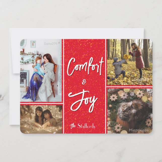 Komfort und Freude am Roten Foto Weihnachtskarte Einladung (Vorderseite)