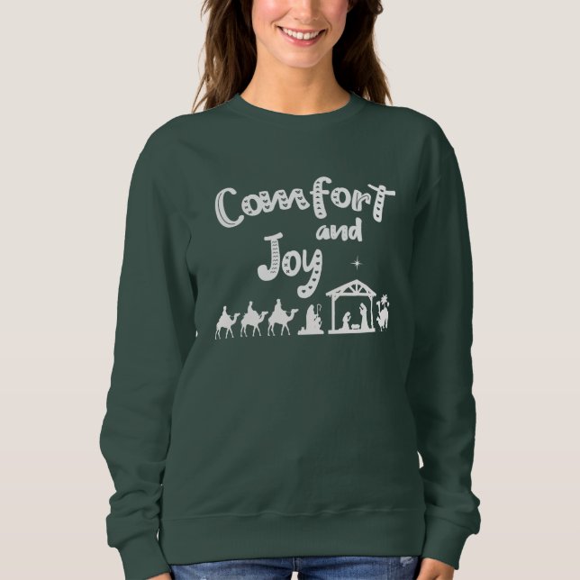 Komfort-und Freude-christlicher WeihnachtsNativity Sweatshirt (Vorderseite)