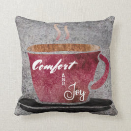 Komfort-und Freude-Kaffee-Burgunder-Grau-Aquarell Kissen