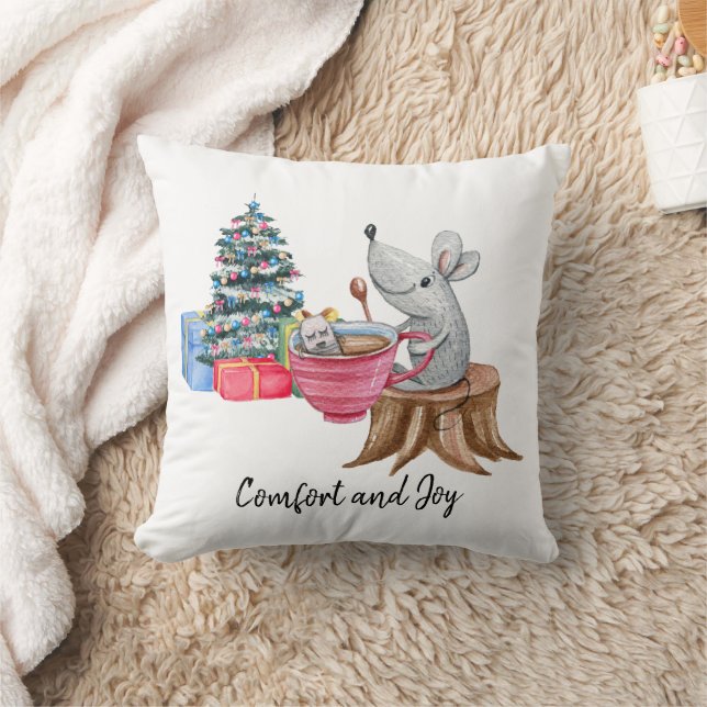 Komfort und Freude Maus mit Tee-Throw Kissen (Decke)