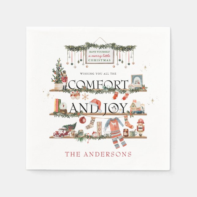 Komfort und Freude | Merry Little Christmas Party Serviette (Vorderseite)